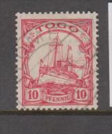 German Togo 1909 Watermarked 10 Pf Red Kaisers Yacht FU - Togo