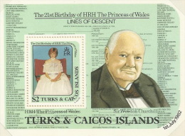 Turks And Caicos Islands 1982 The 21st Birthday Of HRH Princess Of Wales Souvenir Sheet MNH - Turks & Caicos