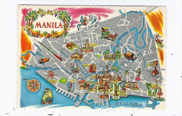 CPSM PHILIPPINES - MANILA - Très Jolie Carte Postale Du Plan Avec Détails Et Illustré De Manille - Philippinen