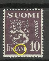 FINLAND FINNLAND Coat Of Arms 10 P. + PRINTING ERROR Druckfehler * - Nuovi