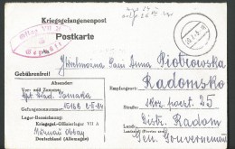 1943.  POSTKARTE ,   GERMAN  CAMP FOR POLISH OFFICERS " MURNAU OBBEY " - Campo Di Prigionieri