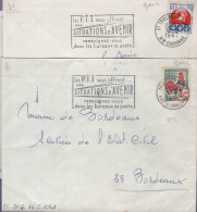 2 Lettres Toulouse-gare 1965 Et 67  Flamme  =o " La Même Flamme  Avec 2 Cachet Différents Codé Ou Non Hte Ou Haute - Covers & Documents