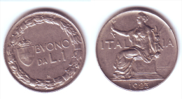 Italy 1 Lira 1923 - 1900-1946 : Victor Emmanuel III & Umberto II