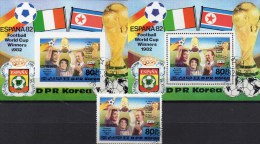 Sieg Fußball WM 1982 Korea 2271,Block 123 A+B O 11€ Feier Mit König Carlos Bloque Hojitas M/s Bloc Soccer Sheet Bf Corea - Clubs Mythiques