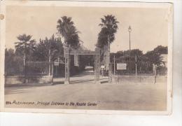 Egypt Old Uncirculated Postcard - Alexandria  - Principal Entrance To The Nouzha Garden - Alejandría