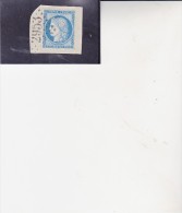 FRAGMENT AFFRANCHI N°60 OBLITERATION LOSANGE GROS CHIFFRES 2953- PONT STE MAXENCE TB - 1871-1875 Ceres