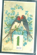 2 Cpa - Relief - Gaufrée - Embossed - Prage - Hirondelles - Avec Petites Tâches à Gauche - Birds