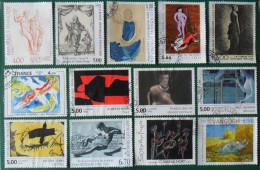 13 Used Stamps Paintings Different Years (with Higher Values In It) - Zonder Classificatie