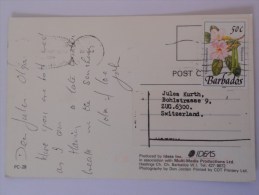 Barbades Carte De 1989 Pour Zug - Barbados (1966-...)