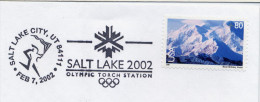 USA Cachet Officiel Official Handstamp Postmark Salt Lake City Winter Olympics Games Torche Olympique Olympic Torch - Hiver 2002: Salt Lake City