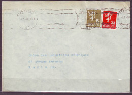 Lettre  De OSLO  Norvege    Le 7 3 1949  Affranchie Avec    2 Timbres  Pour PARIS - Cartas & Documentos