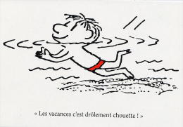 Le Petit Nicolas Vacances Sempe Gosciny Carte Secours Populaire Nage Mer Vacances Sea Child Swimming - Sempé