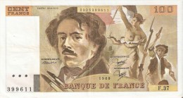 BILLETE DE FRANCIA DE 100 FRANCOS DEL AÑO 1980 DE DELACROIX SERIE F (BANKNOTE) - 100 F 1978-1995 ''Delacroix''