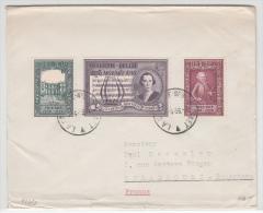 BELGIUM USED COVER 17/04/1956 COB 987/89 LACALAMINNE VERS STRASBOURG MOZART - Briefe U. Dokumente