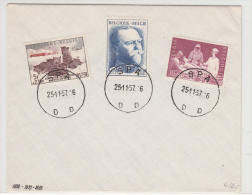 BELGIUM USED COVER 25/11/1957 COB 1030, 1037 & 1038 SPA CHIENS - Covers & Documents