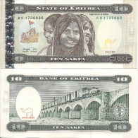 Eritrea P3, 10 Nafka, 1997, 3 Woman, Camel, Women / Truck, Viaduct, $7+CV - Eritrea