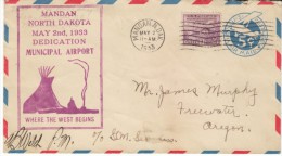 #UC2 5-cent Air Mail Stationery Stamp And #729 Chicago Century Of Progress, Mandan ND Airport Cover, 1930s Cover - 1c. 1918-1940 Brieven