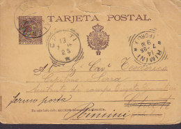 Spain Postal Stationery Ganzsache Enteri VALENCIA 1896 To CHIETI Readressed To RIMINI (2 Scans) - 1850-1931