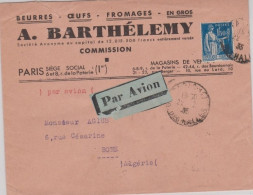 1935 - LETTRE PAR AVION  De PARIS POUR BONE ( ALGERIE ) AVEC DAGUIN AU DOS - 1932-39 Paz