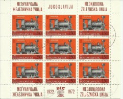 JUGOSLAVIA - YUGOSLAVIA 1972 LOCOMOTIVE TRAIN SOUVENIR SHEET - TRENO LOCOMOTIVA FOGLIETTO USATO USED - Blocks & Sheetlets