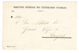 1880/90 Direction Générale Des Télégraphes Ottomans N. 324 Pour Le Grand Vizir Au Verso Obl. Négative - Storia Postale