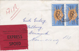 South Africa Airmail EXPRESS Spoed Label VEREENIGING 1966 Cover Brief To AALBORG Denmark 2x 12½ C Reformierte Kirche - Lettres & Documents