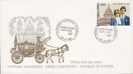 Cyprus Ersttags Brief FDC Cover 1981 Wedding Of Prince Charles & Diana Spencer - Storia Postale