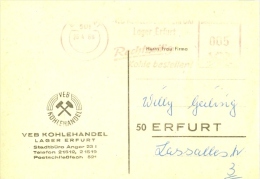 DDR Erfurt AFS 1966 VEB Kohlehandel Rechtzeitig Kohle Bestellen - Frankeermachines (EMA)