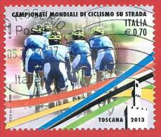 ITALIA REPUBBLICA USATO - 2013 - Campionati Mondiali Di Ciclismo Su Strada - € 0,70 - S. ---- - 2011-20: Used