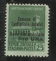 EMISSIONI LOCALI CASTIGLIONE D´INTELVI 1945  LIRE 1 SU 50 CENTESIMI MH FIRMATO SIGNED - Emissions Locales/autonomes