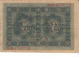 50 Mark Nr Q Nr 4120728 Uitgegeven 5 Augustus 1914 - 50 Mark