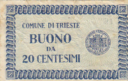 AA100- Comune Di Trieste - Buono Da Centesimi 20 - Sonstige & Ohne Zuordnung