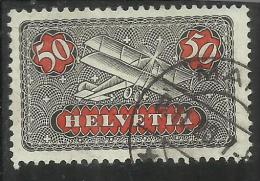 SWITZERLAND - SUISSE - SCHWEIZ SVIZZERA 1923 1925 AIRMAIL POSTA AEREA BIPLANE BIPLANO CENT. 50 USATO USED OBLITERE´ - Oblitérés