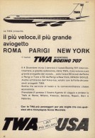 # TWA 1950s Italy Advert Pubblicità Publicitè Reklame Roma Paris New York Airlines Airways Aviation Flight Airplane - Advertenties