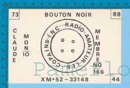 QSL Base Ou Mobile " Bouton Noir  "  Montreal Quebec Canada  ( XM-52..., CB Radio   ) Recto/verso - CB