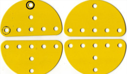 ELEMENTS  MECCANO  * 4 Plaques Semi-Circulaires  65mm METAL Couleur Jaune - Meccano