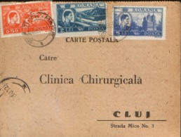 Romania- Private Postcard,addressed To One Surgical Clinics, For Diagnosis 1947 - Stamp With King Mihai, Views - 2/scans - Cartas & Documentos