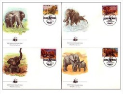 (WWF-004) FDC W.W.F. Uganda Elephant 1983 - FDC