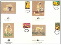 (WWF-012) FDC W.W.F. Bhutan Golden Langur / Monkey 1984 - FDC