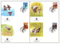 (WWF-063) FDC W.W.F. South Korea White-Naped Crane Bird 1988 - FDC