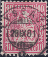 Heimat BE LYSSACH 1881-09-28 Voll-Stempel Auf 10Rp Karmin Sitzende Helvetia - Oblitérés