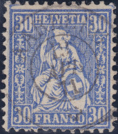 Heimat BE AARBERG 1871-04-19 Voll-Stempel Auf 30Rp Blau Zu#41 Sitzende Helvetia - Gebraucht