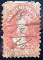 VAN DIEMENSLAND1864 1d Queen Victoria USED Scott 29 CV$25 **RARE** - Usati