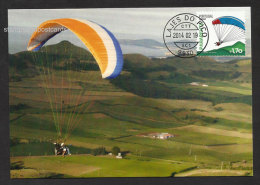Portugal Parapente Sports Extrêmes Carte Maximum Lajes Do Pico Azores 2014 Paragliding Extreme Sports Maxicard Açores - Maximum Cards & Covers