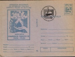 Romania- Postal Stationery Postcard,1992 With A Special Cachet - Health, First Aid, Honorific Blood Donors - Secourisme