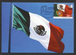 Portugal Carte Maximum Emission Commune Avec Mexico Drapeau 2014 Portugal Joint Issue With Mexico Flag Maxicard - Maximumkaarten