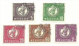 1957 - Svizzera S387/89 + S391/92 Org. Mondiale Sanità C3489, - WHO