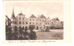 Österreich - Grein An Der Donau - Stadtplatz Mit Meggaubrunnen - Georg Laimer Gasthof Zum Goldenen Löwen - Grein