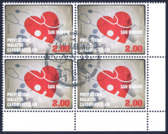 2013 SAN MARINO "MALATTIE CARDIOVASCOLARI" QUARTINA ANNULLO PRIMO GIORNO - Used Stamps