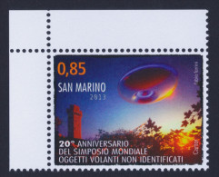 2013 SAN MARINO "20° ANNIVERSARIO DEL SIMPOSIO MONDIALE SUGLI UFO" SINGOLO MNH - Neufs